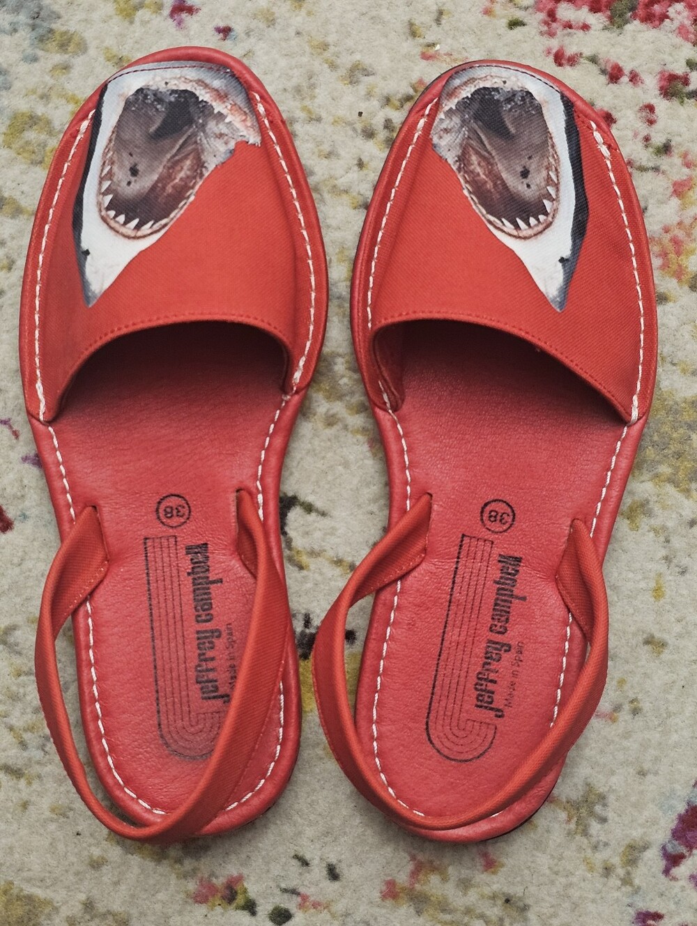 Jeffrey Campbell Ibiza Women Avarca Sandals Womens US 7.5 / EU 38 Shark Print - Picture 9 of 10